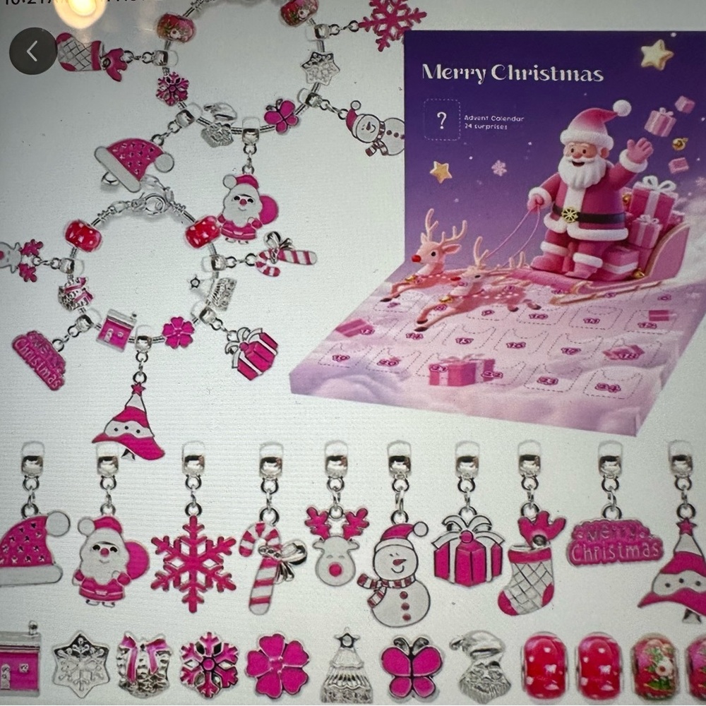 Santa and Reindeer Advent Calendar - Pink and Purple